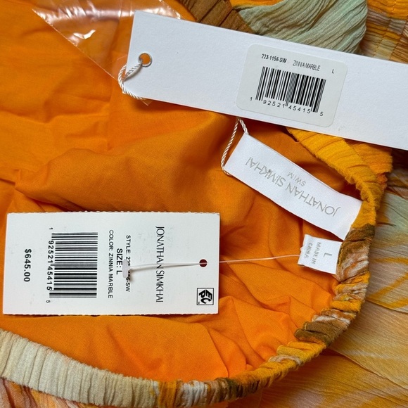 Jonathan Simkhai sz L Dress Shailene Laurel zinnia marble Orange Halter Maxi New - Picture 6 of 7